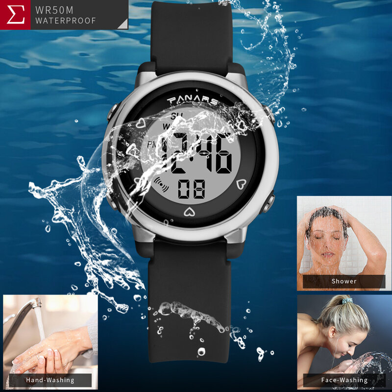 PANARS Children Watches Sports Waterproof LED Digital Watch Alarm Kids Clock Student Wristwatch Boys Girls Gifts Relojes
