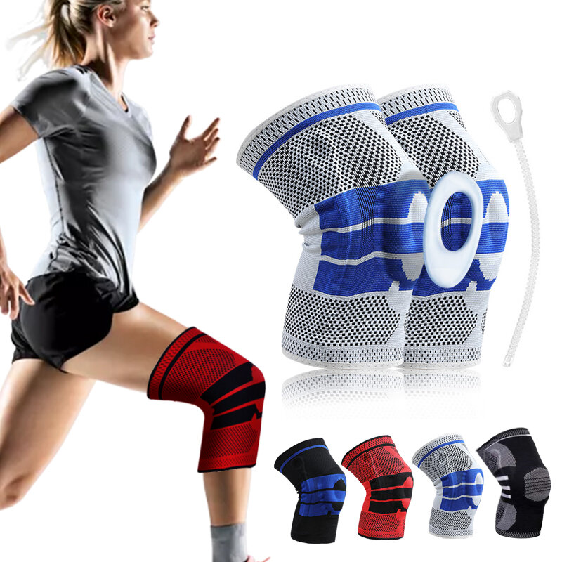 Силиконовый бандаж на коленный сустав, 1 шт., поддерживающий наколенник, компрессионный фиксатор для мениска, спортивные подкладки, корзина ...