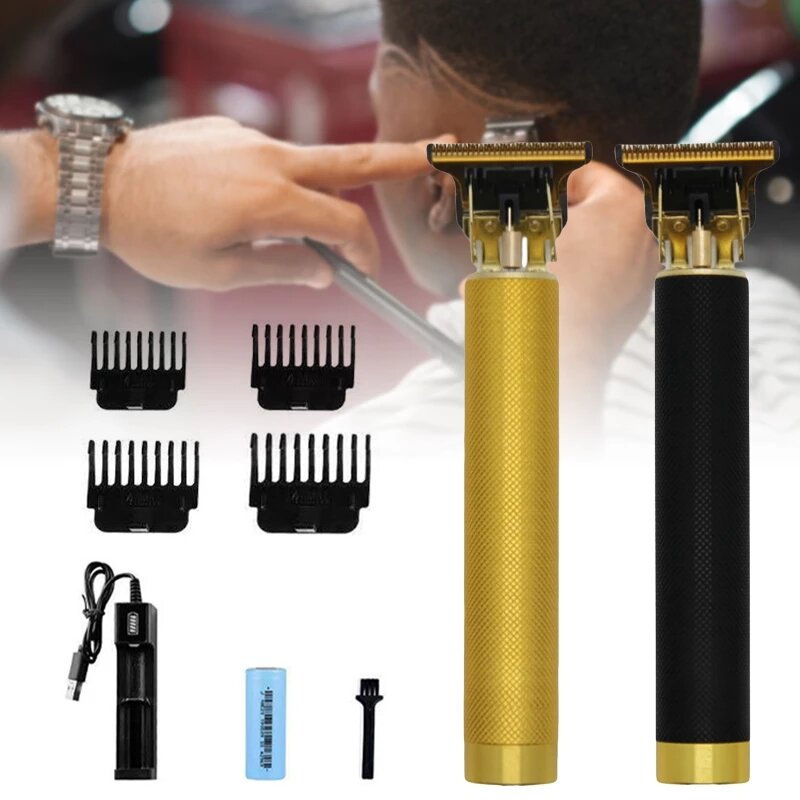 Máquina de cabelo e barba profissional masculina, aparador elétrico para corte de cabelo e barba, recarregável, usb, 2021