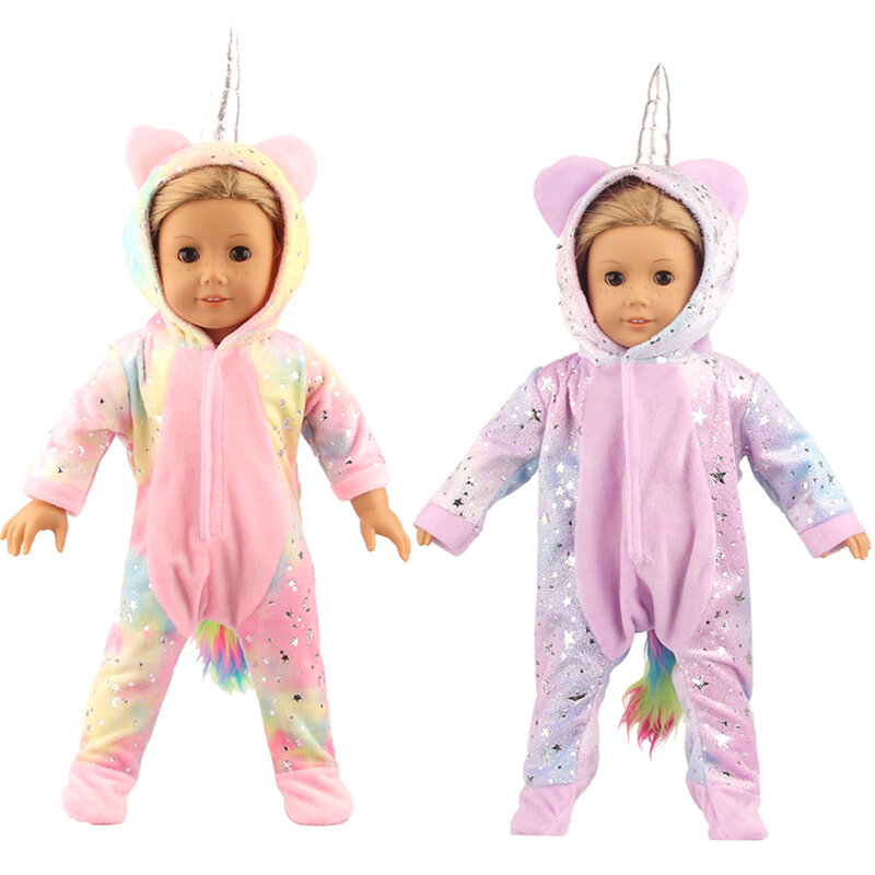 Roupas de boneca unicórnio personalizável, roupas bonecas fofas de tamanho 43cm para recém-nascidos, acessórios de bonecas de 18 polegadas, conjunto para presente de bebê, brinquedo diy