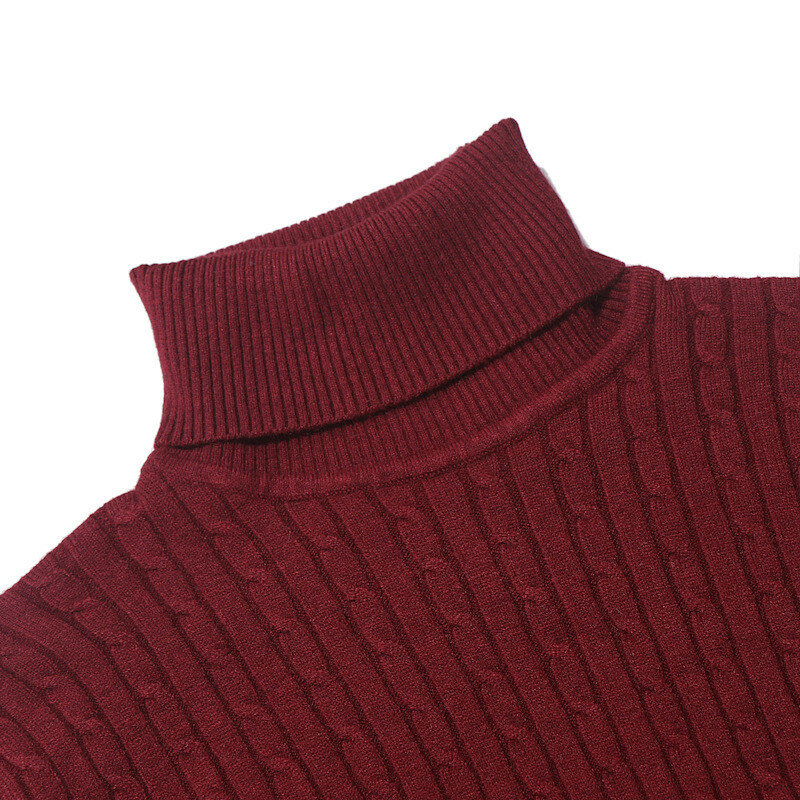 Sweter Turtleneck Pria Keluaran Baru Jumper Pria Pullover Musim Gugur Musim Dingin Ramping Warna Solid Pakaian Pria Turtleneck