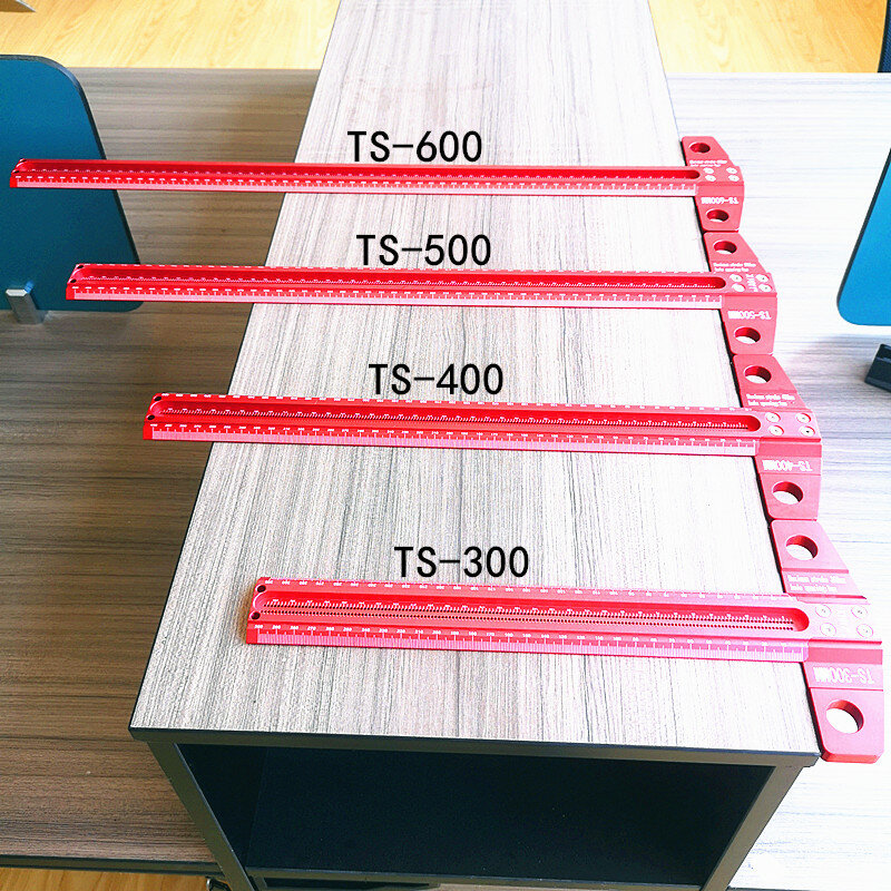 목공 스크라이브 300-600mm T 형 눈금자 스크라이브 눈금자 알루미늄 합금 라인 드로잉 마킹 게이지 DIY 측정 도구