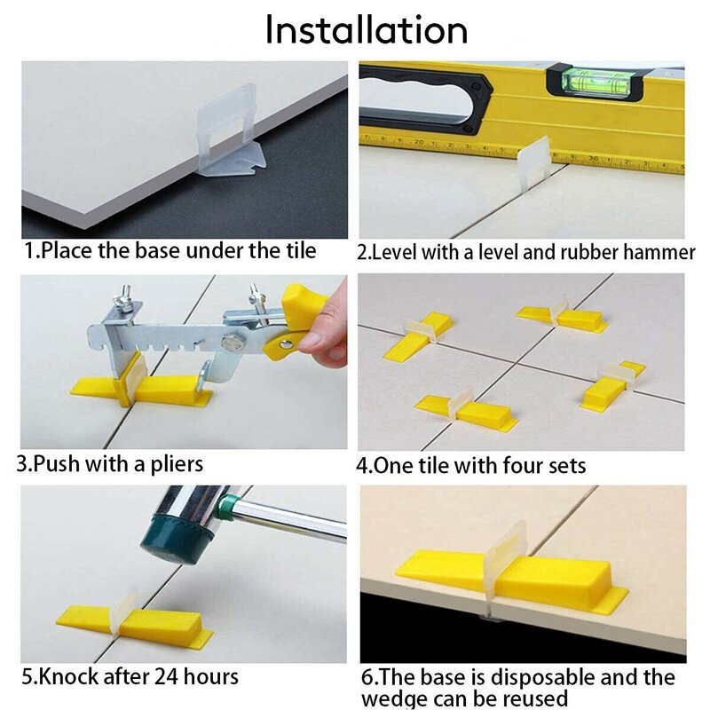 400Pcs Tile Leveling System Tiles Leveler Spacers Tile and Stone Installation Leveling Spacer Clips Reusable Wedges
