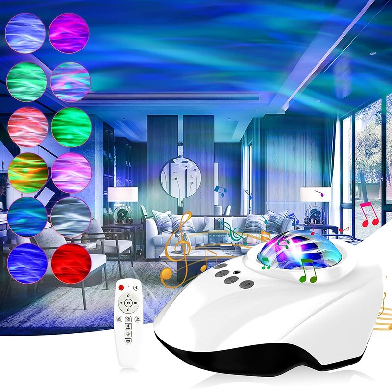 Proyector de cielo estrellado Aurora con reproductor Bluetooth, lámpara LED de Ambiente de galaxia para niños, regalo, decoración del hogar, fiesta