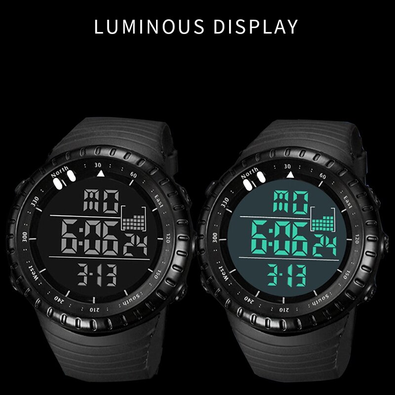 Relógio digital led masculino de marca luxuosa, relógio eletrônico com grande mostrador, militar, de pulso, à prova d'água, esportivo para meninos