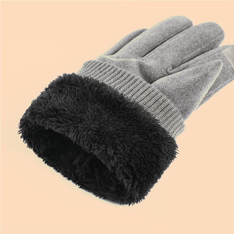 Zimowe męskie ciepłe rękawiczki do ekranu dotykowego Plus aksamitna moda proste rękawiczki ochrona przed zimnem zagęścić człowiek rękawice ogrodowe