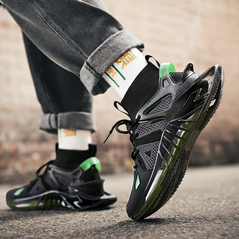 Calze alte Sneakers uomo TPU + piattaforma in gomma scarpe da corsa uomo Zapatillas Hombre Mesh traspirante scarpe sportive alta qualità