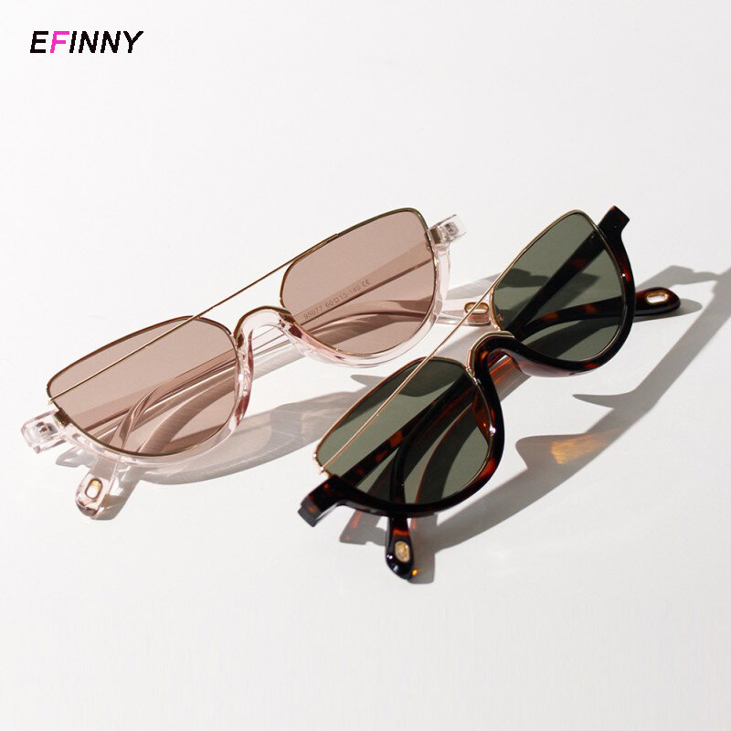 Feminino vintage semi-metálico óculos reflexivos estilo coreano designer olho de gato óculos de sol para mulher espelho retro oculos de sol gaf