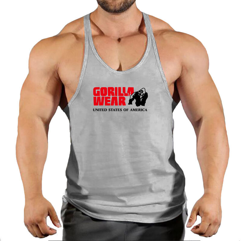 Gorilla wear-Camiseta sin mangas de algodón para hombre, chaleco de Fitness para musculación, entrenamiento, gimnasio
