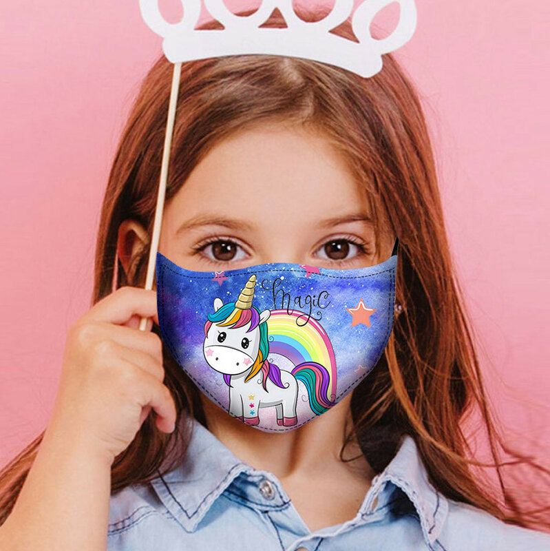 Unicorn Face Mask Printed Anime Washable Baby Children's Fashion Cartoon Cute Kawaii Mouth Mask Reusable masque mascarillas