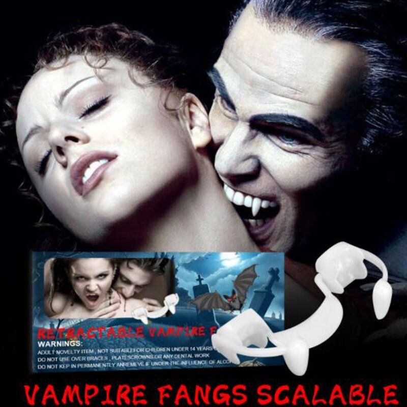 Halloween decoração dentes de vampiro retrátil dentes de zumbi segurança macio silicone dentes de vampiro horror sangrento vampiro festa decoração