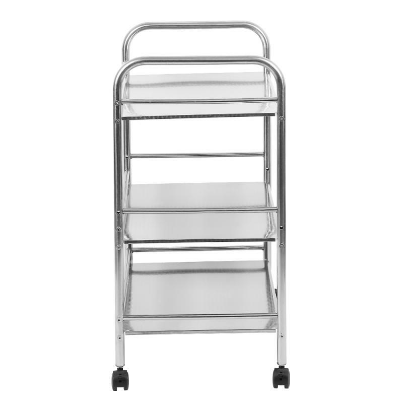 Removable Stainless Steel Trolley Cart Wheeled 3 Tier Dining Car Wheels Storage Rack Shelf Catering Hotel Restaurant Trolley HWC