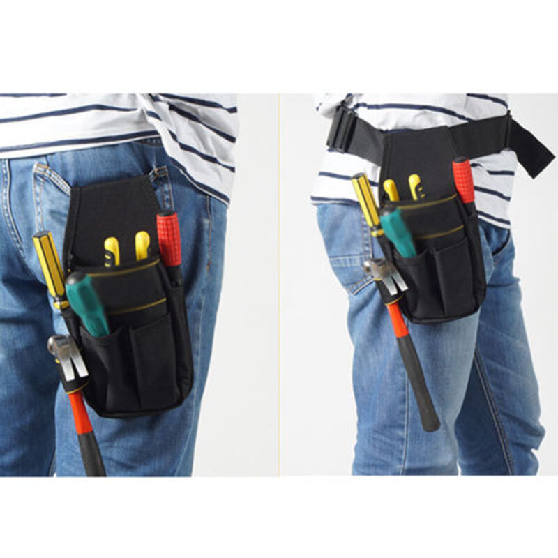 Neue Schwarz Storage Tasche Von Elektriker Werkzeug Taille Tasche Pouch Gürtel Lagerung Halter Wartung Einstellbare Taille Gürtel 12.5*23,5 cm