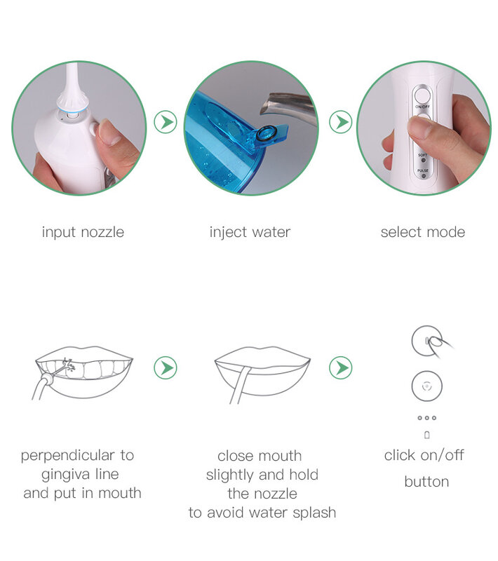 Water Floss ทำความสะอาดฟัน IPX8ทันตกรรมไฟฟ้า300Ml Oral Hygiene ทันตกรรม Flosser Flossing