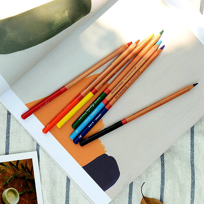 Conjunto profissional de lápis de cor marca renoir, lápis de cor com 24/36/48/72/100/120 cores, lápis de desenho a óleo, material escolar, artigos de papelaria