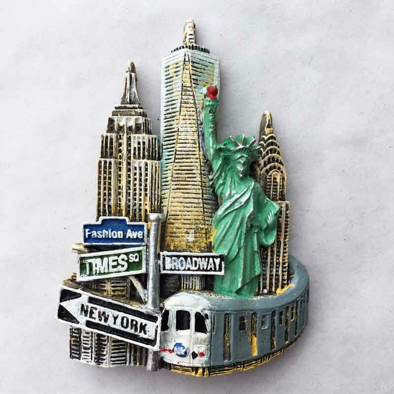 QIQIPP 뉴욕 랜드 마크 빌딩 관광 기념품 마그네틱 스티커 냉장고 스티커