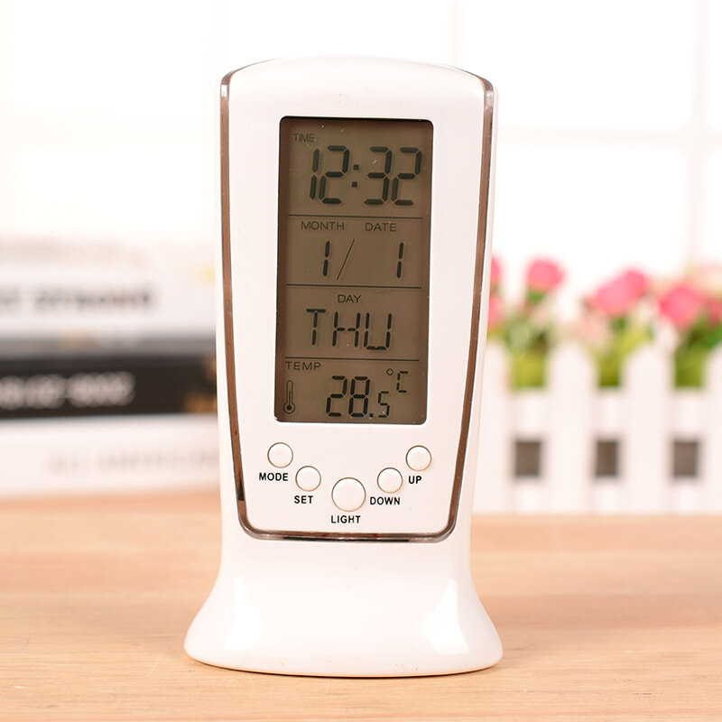 LED Digital Calendario Electrónico con azul reloj despertador con luz de fondo termómetro