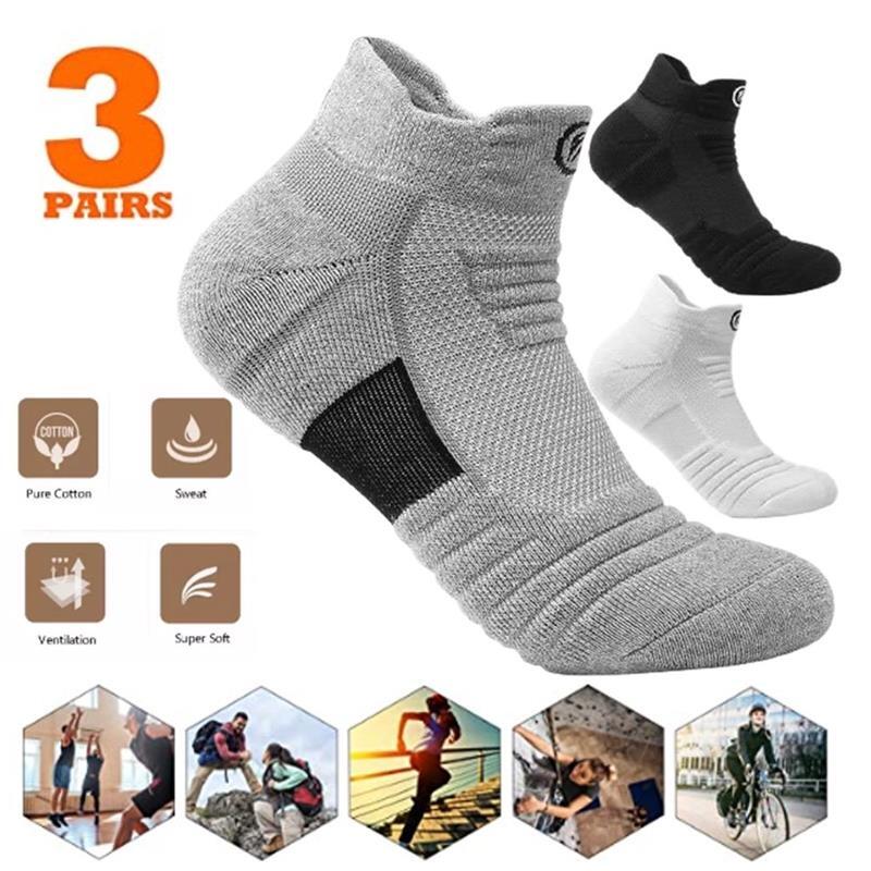 3pairslot/Men Outdoor Sports Socks Breathable Cycling Basketball Socks Wicking Bicycle Running Football Socks Men's Cotton Socks