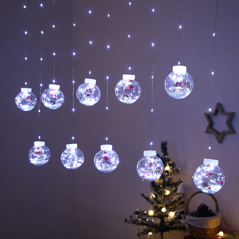 Christmas Wishing Ball Curtain Light String Christmas Ornaments Home Xmas Tree Decor Adjustable Christmas Window Decorations