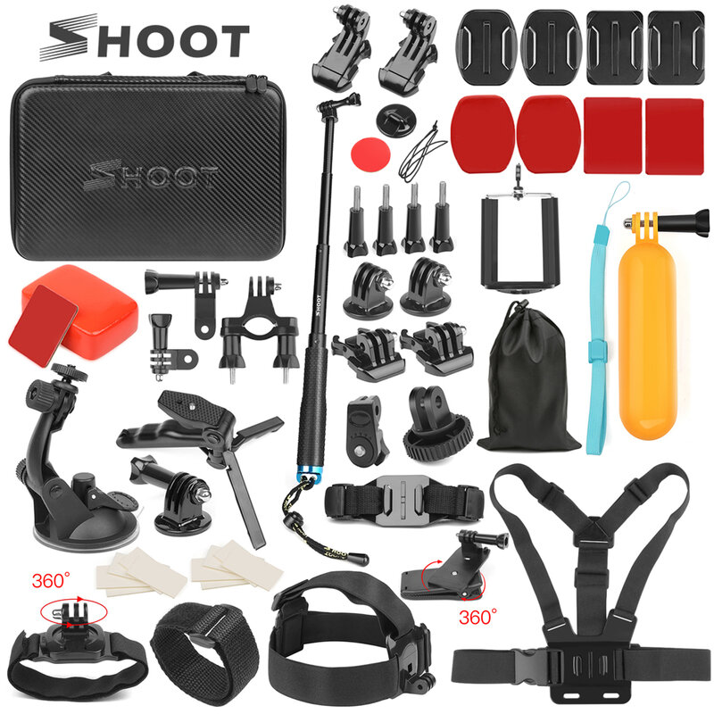 SHOOT Action Camera Accessory for GoPro Hero 10 9 8 7 Black Xiaomi Yi 4K SJCAM SJ8 Pro M20 Eken H9 Insta360 One X2 Go Pro Mount