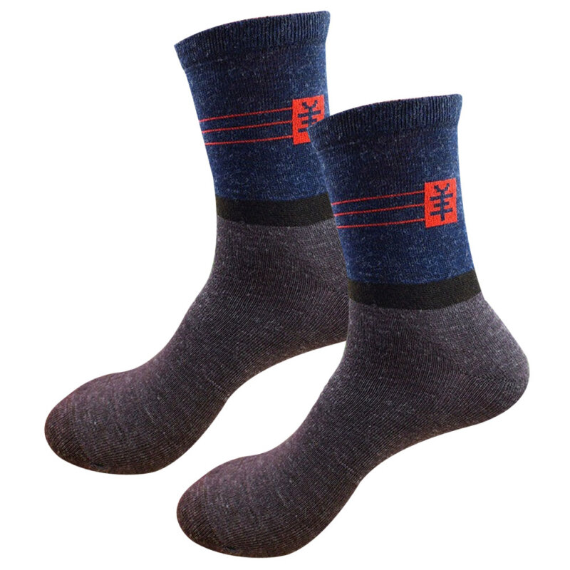 1 par de cor aleatória (estilo masculino + lã grossa e novo outono meias de inverno imitação) meias de lã r7x7