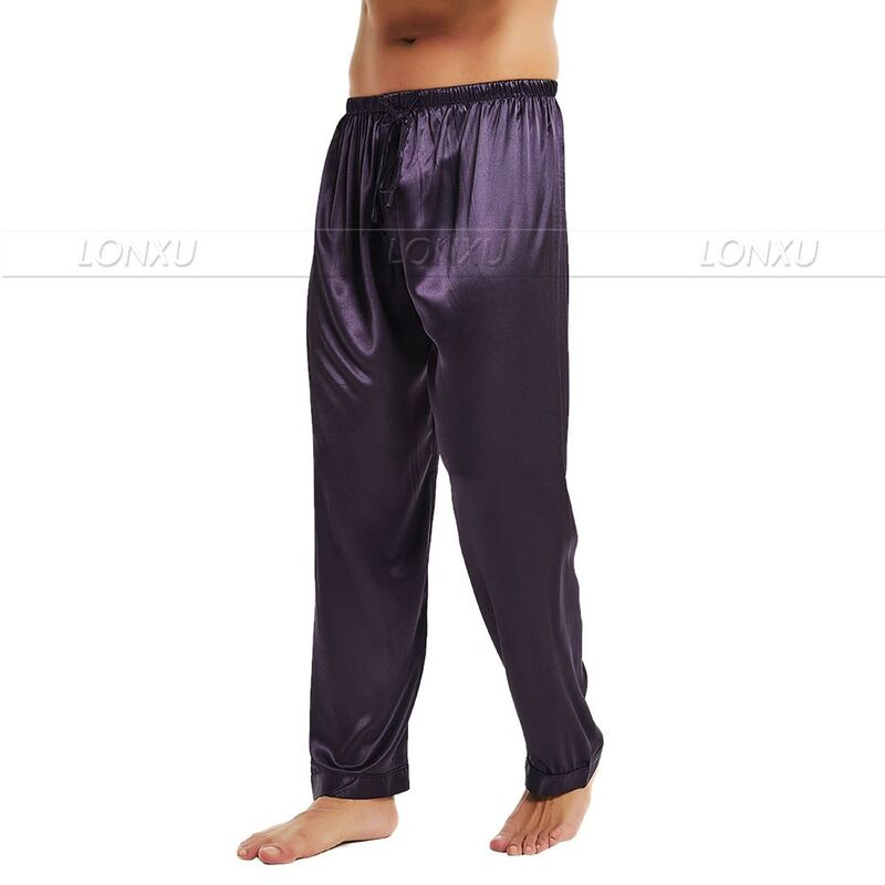 Pijama de satén de seda para hombre, pantalones de salón para dormir, S M L XL 2XL 3XL 4XL Plus, envío gratis