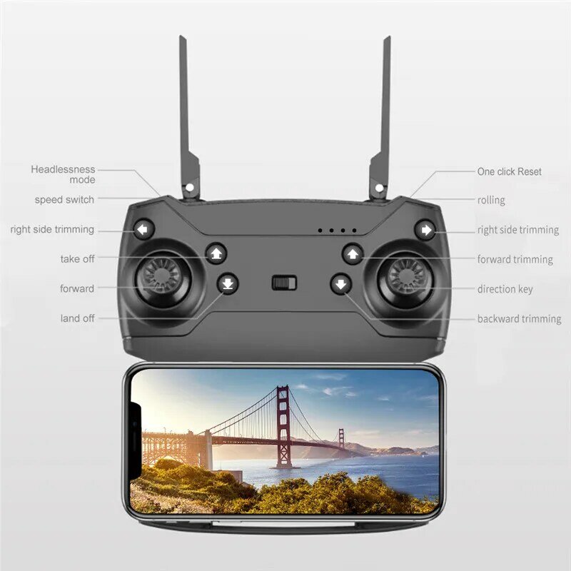 새로운 E525 E525PRO 드론 4k 1080P HD 와이드 앵글 듀얼 카메라 와이파이 FPV 포지셔닝 높이 Foldable RC 헬리콥터 Dron 장난감 선물 유지