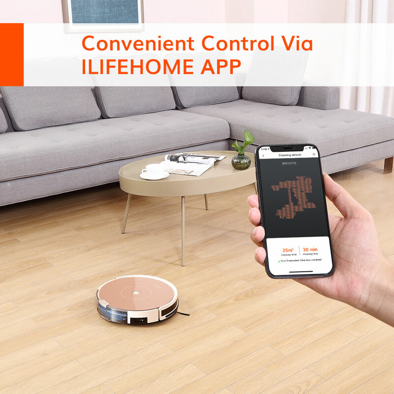 ILIFE A80 Plus Sweeping Mop Robot for Home,Draw Cleaning Area On Map,WiFi App,Restricted Area Setting,Smart Home Carpet Washing