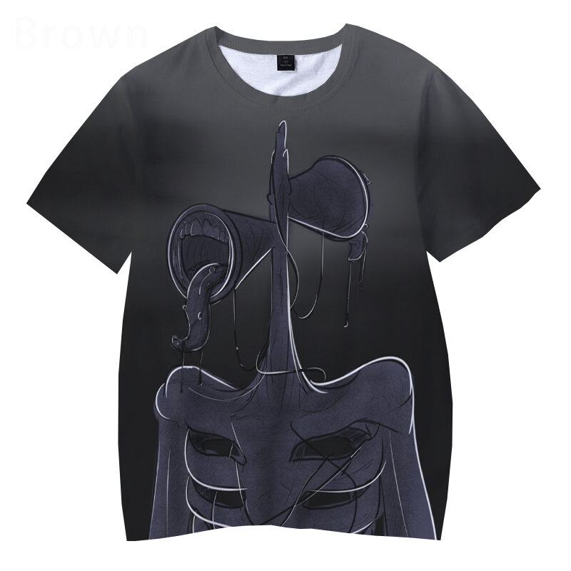 T-shirt manches courtes pour hommes et femmes, Streetwear, décontracté et Cool, avec tête de sirène de jeu imprimé en 3D pour enfants
