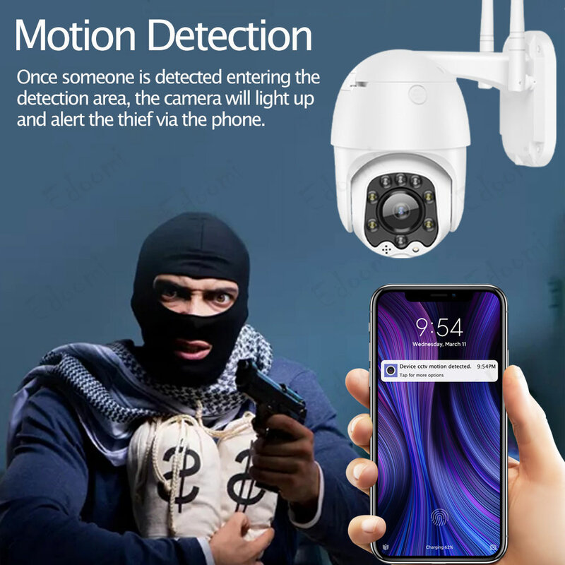 Tuya WiFi PTZ IP 카메라 야외 무선 1080P HD 보안 돔 카메라 5 배 광학 줌 컬러 야간 감시 감시 Alexa