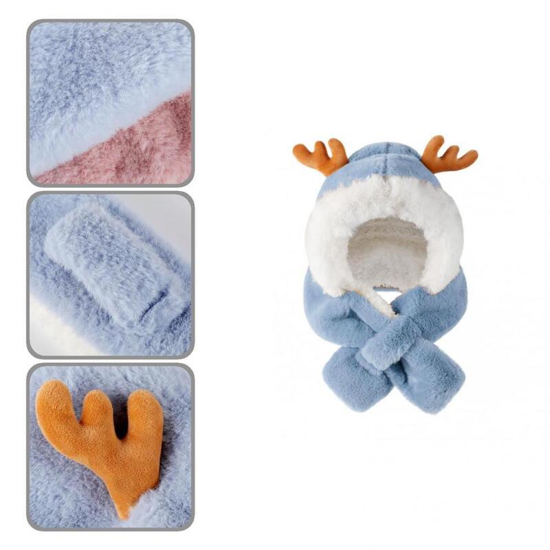 Chapeau pour enfants en forme de cerf, écharpe en peluche douce et chaude pour protéger le cou et les oreilles, bonnet coupe-vent pour bébé garçon et fille, une pièce, hiver