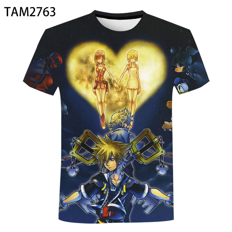 Homem das mulheres anime jogo reino corações 3 3d impresso camiseta casal crianças moda lazer manga curta topos