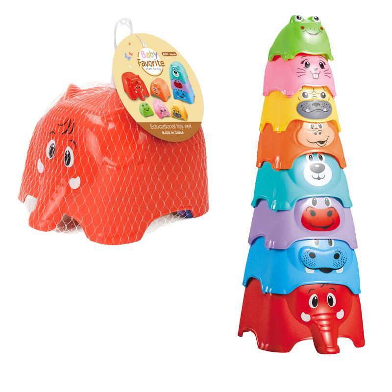 2021 new Baby Stacking Tower Toy Colourful Animal Party Stackers Baby Toys Educational Toy Stacking Game for Children