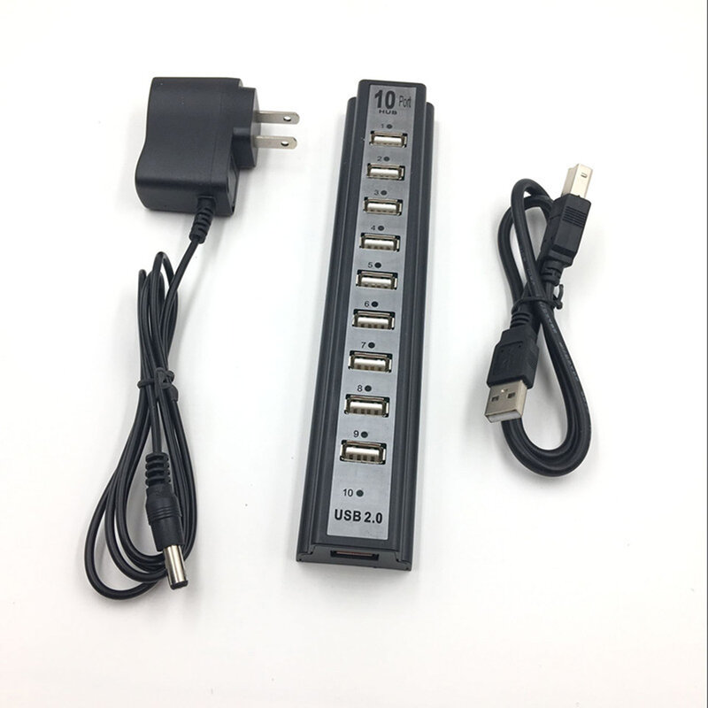 Adaptador de Cable de carga para teléfono móvil, Hub divisor de plástico con 10 puertos USB 2,0 para teclado, u-disk y ratón