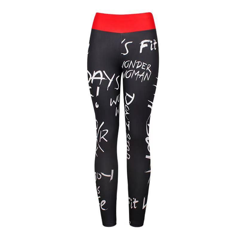 Pantalones de Yoga ajustados con estampado de letras para mujer, mallas de lápiz para gimnasio, levantamiento de cadera