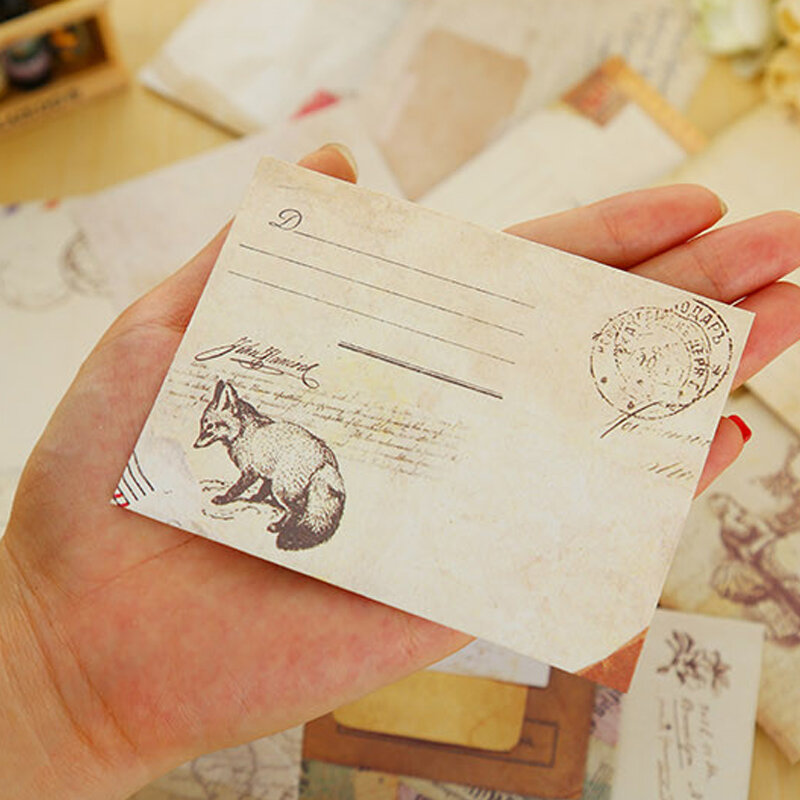 12 Buah Amplop Kertas Mini Antik Amplop Buku Tempel Amplop Kecil Alat Tulis Kawaii Hadiah Anak-anak Perlengkapan Sekolah