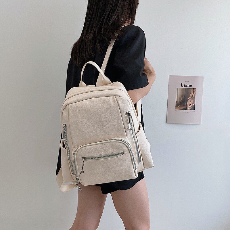 Verão moda feminina mochila de couro do plutônio anti-roubo universidade saco de escola all-match mochila de viagem de grande capacidade