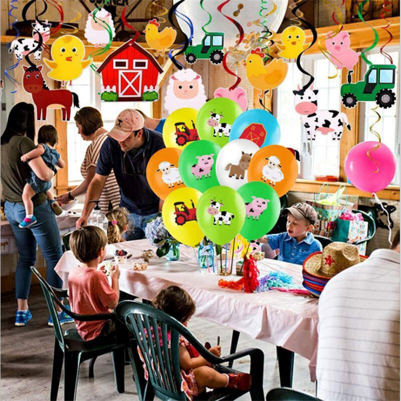 30 sztuk materiały do dekoracji przyjęcia urodzinowego dla dzieci ranczo krowy zestaw balonów lateksowych