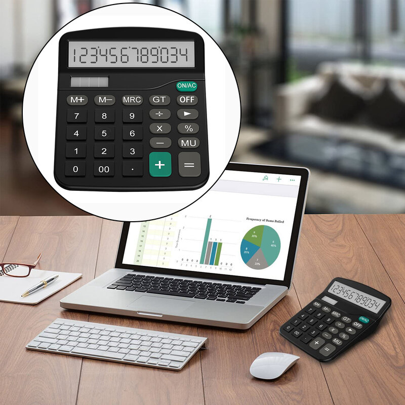 Home Office 12 cijfer Display scrivania portatile calcolatrice da tavolo doppia energia solare Grote Knop affari e conti Snelle Levering