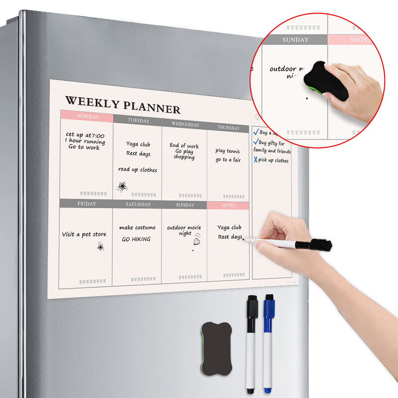 Magnetic Weekly Planner Whiteboard Calendar Fridge Magnets Daily Planner Message Note Board Kitchen Menu Chore Chart To do list