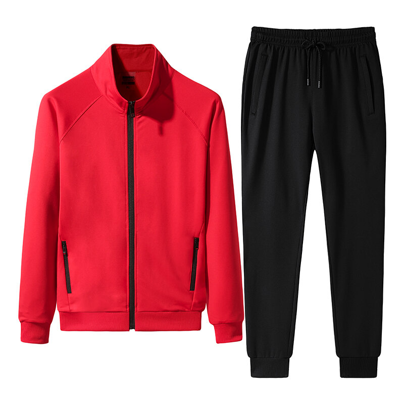 Vêtements de sport pour hommes, ensemble 2 pièces, veste + pantalon, décontracté, Slim, survêtement, couleur unie, nouvelle collection printemps automne