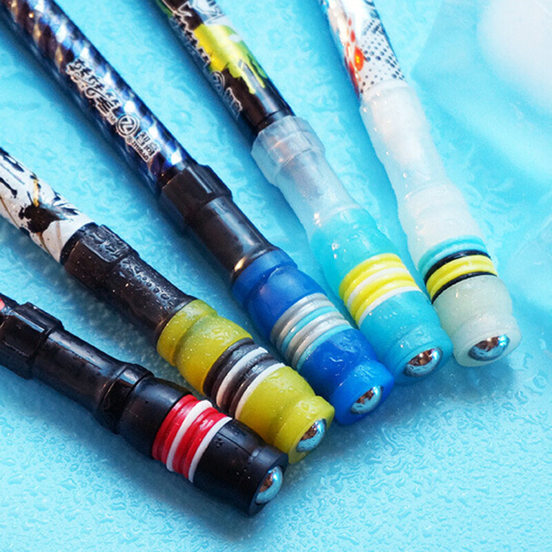 2PCSNon Slip Coated Rolling  Cool   Rotating Gaming Ballpoint  Blue Ink Refill Matting Finger Playing