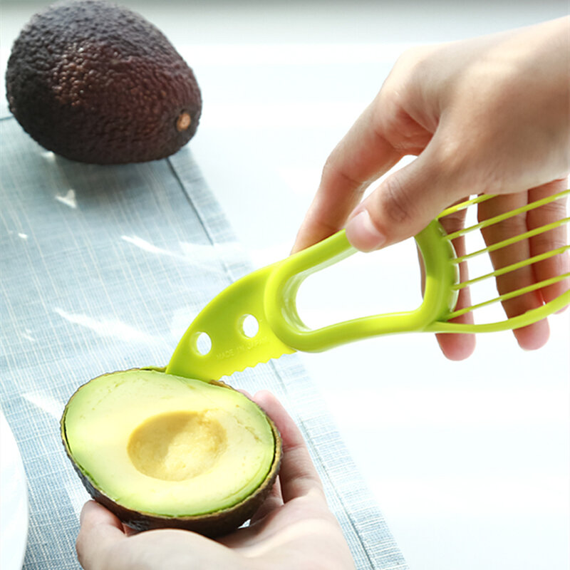 3 em 1 abacate multi-purpose faca aparar faca separador vegetal cozinha faca de plástico slicer manteiga de karité pitting ralador