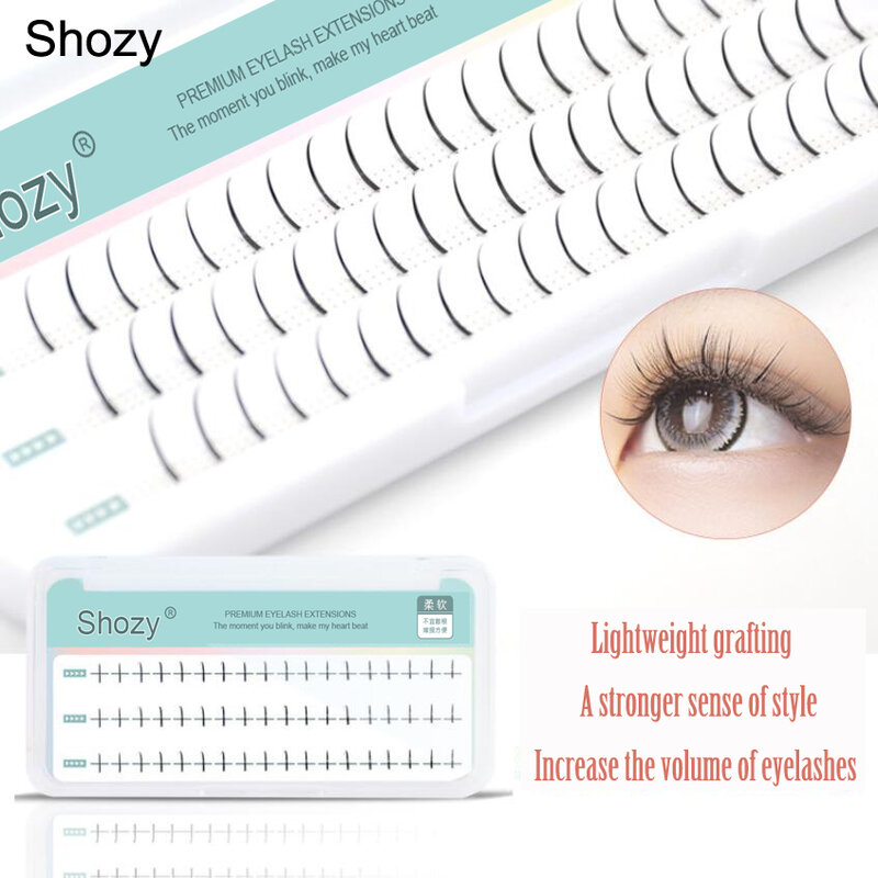 Shozy-extensiones de pestañas individuales con forma de I, maquillaje profesional, injerto de pestañas postizas 3D naturales y esponjosas