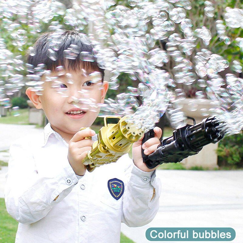 Giocattoli automatici per pistola a bolle Gatling per bambini macchina per bolle d'acqua di sapone estivo macchina per bolle elettriche 2 in 1 per giocattoli regalo per bambini 30