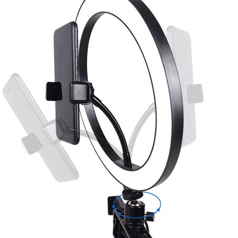 LEDリングライト10 "/26cm,セルフィーリングライト,調整可能な強度,写真およびビデオ用,ランプ,ライブYouTube用リングライト