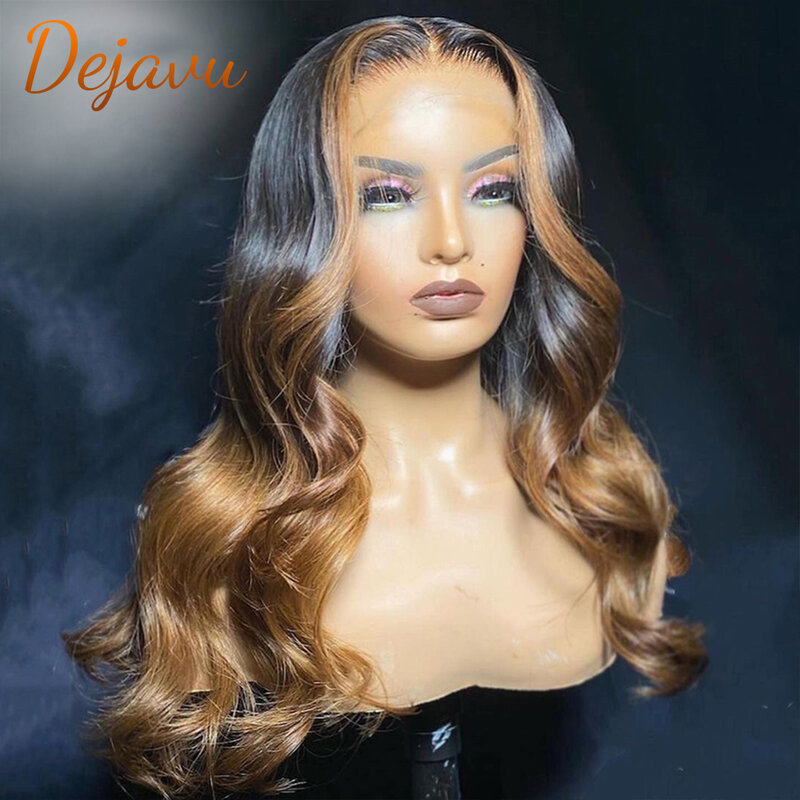 Perruque Lace Front Wig naturelle ombrée, 13x4, à reflets de couleur gingembre, pre-plucked, Baby Hair, pour femmes