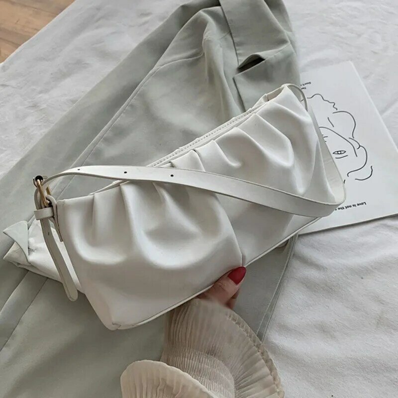 Nova moda simples cor sólida dobra saco feminino axila saco de alta qualidade estrangeiro bolsa de ombro novo