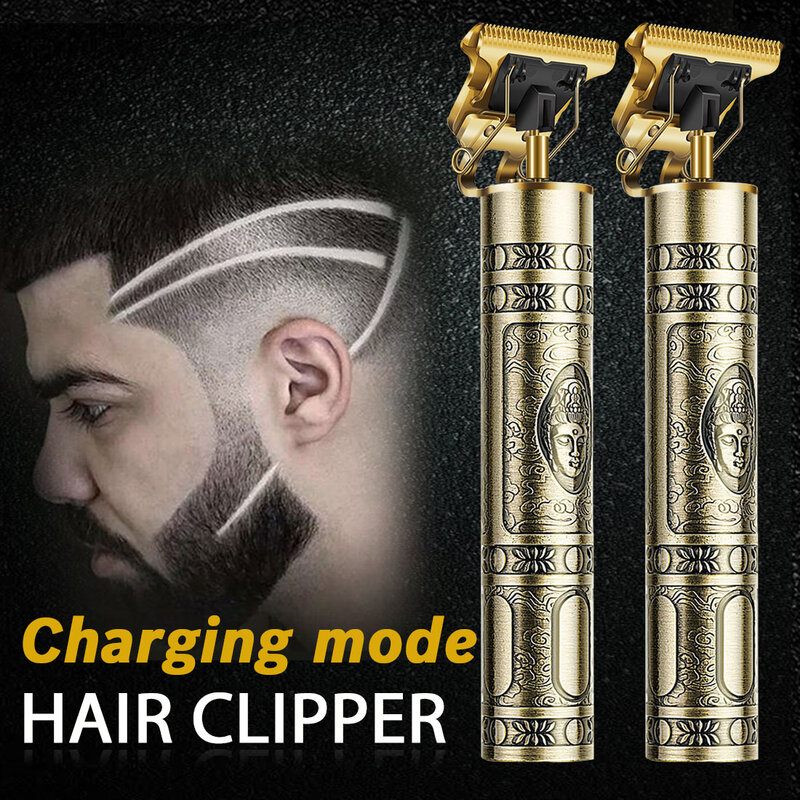 Kemei-aparador de cabelo e barba masculino, profissional, corte para cabelo, usb, 0mm, máquina para acabamento