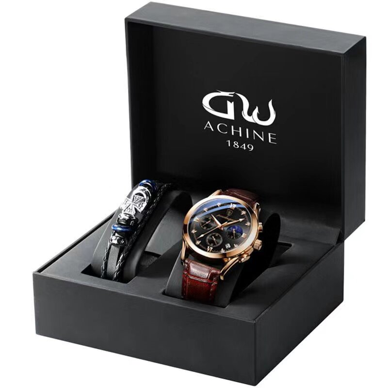 Poedaga relógio de pulso de couro masculino, relógio de quartzo de marca luxuosa, casual e à prova d'água, 2021